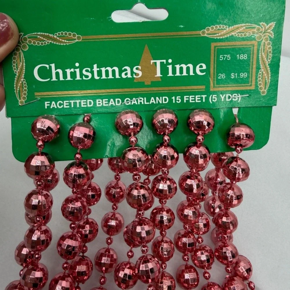 Beaded Garland Strands VTG Pink Metallic VTG Christmas Time Holiday Mixed LOT